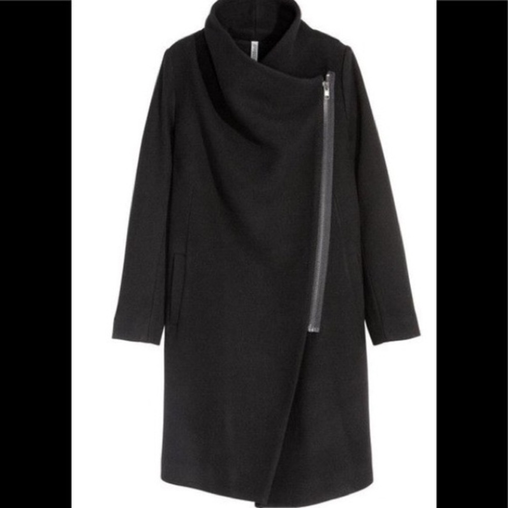 H&M Divided Wool Blend Asymmetrical Coat